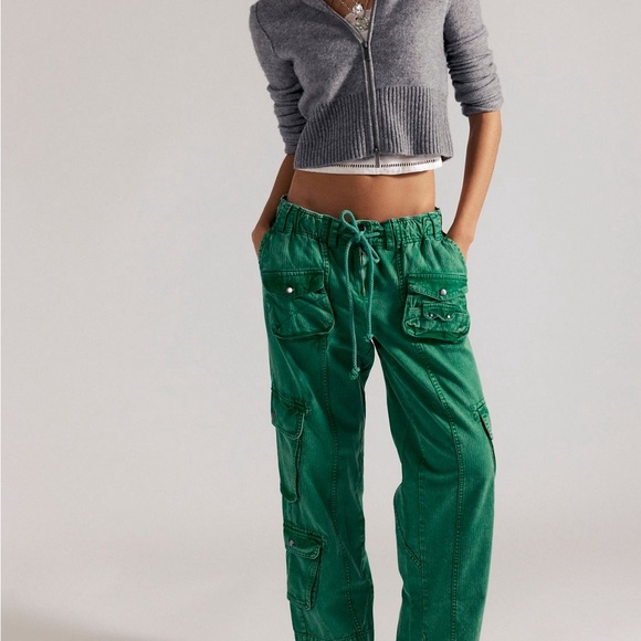 Free People Pants - Free People We the Free Tahiti Green Cargo Utility Pants Size Small
